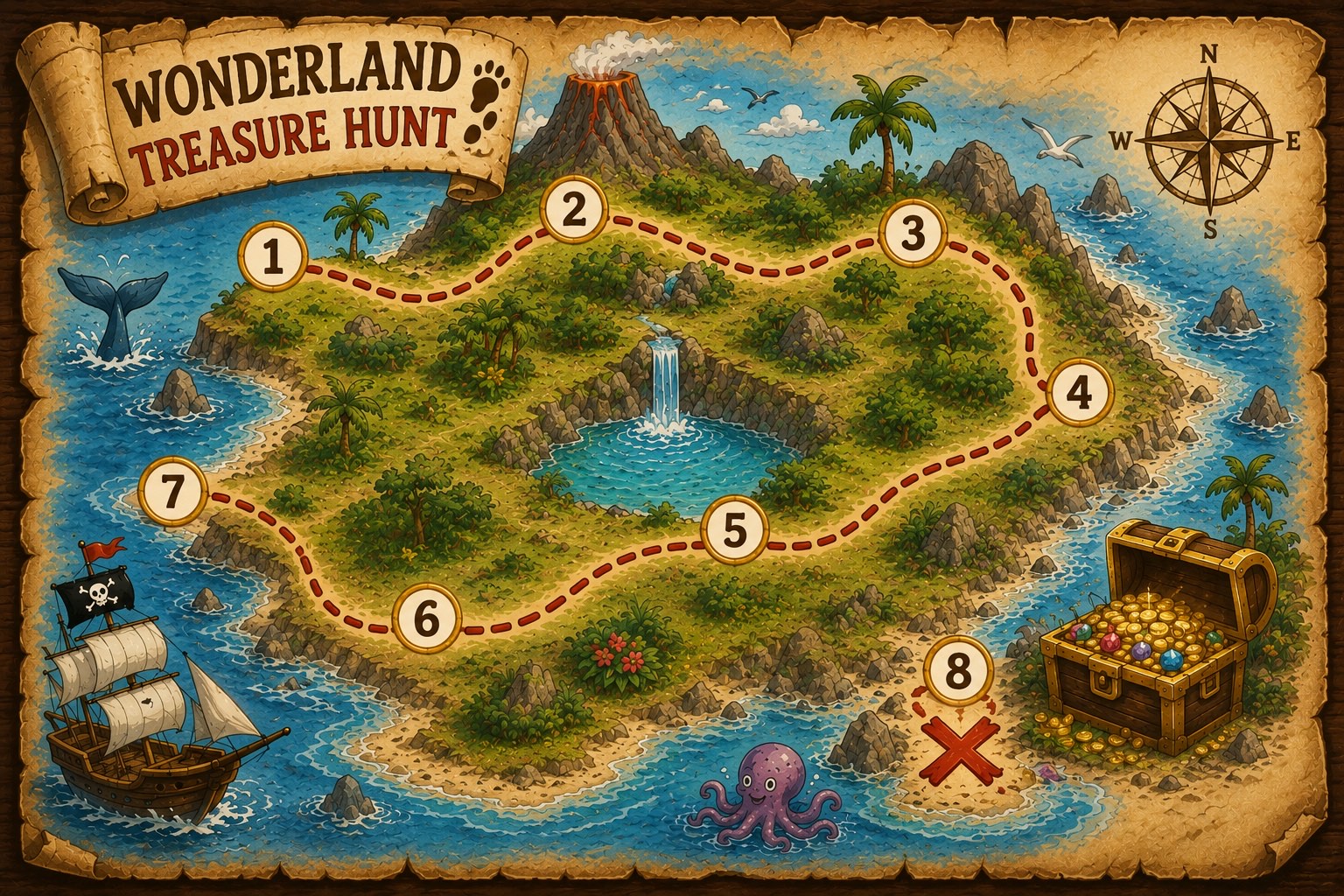 Pirate island treasure map